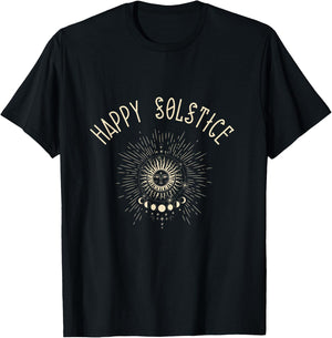Happy Solstice Winter Sun Holiday Celestial Christmas Gift T-Shirt - T-Shirt | Black