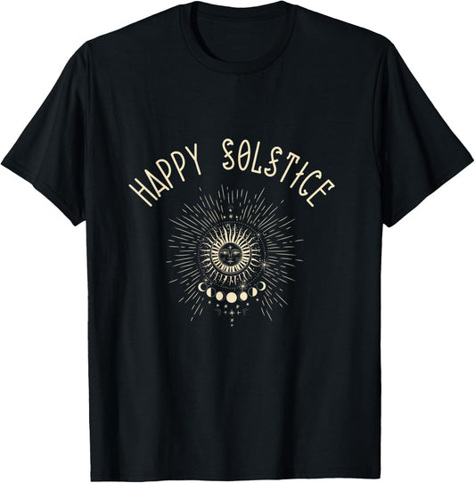 Happy Solstice Winter Sun Holiday Celestial Christmas Gift T-Shirt - T-Shirt | Black