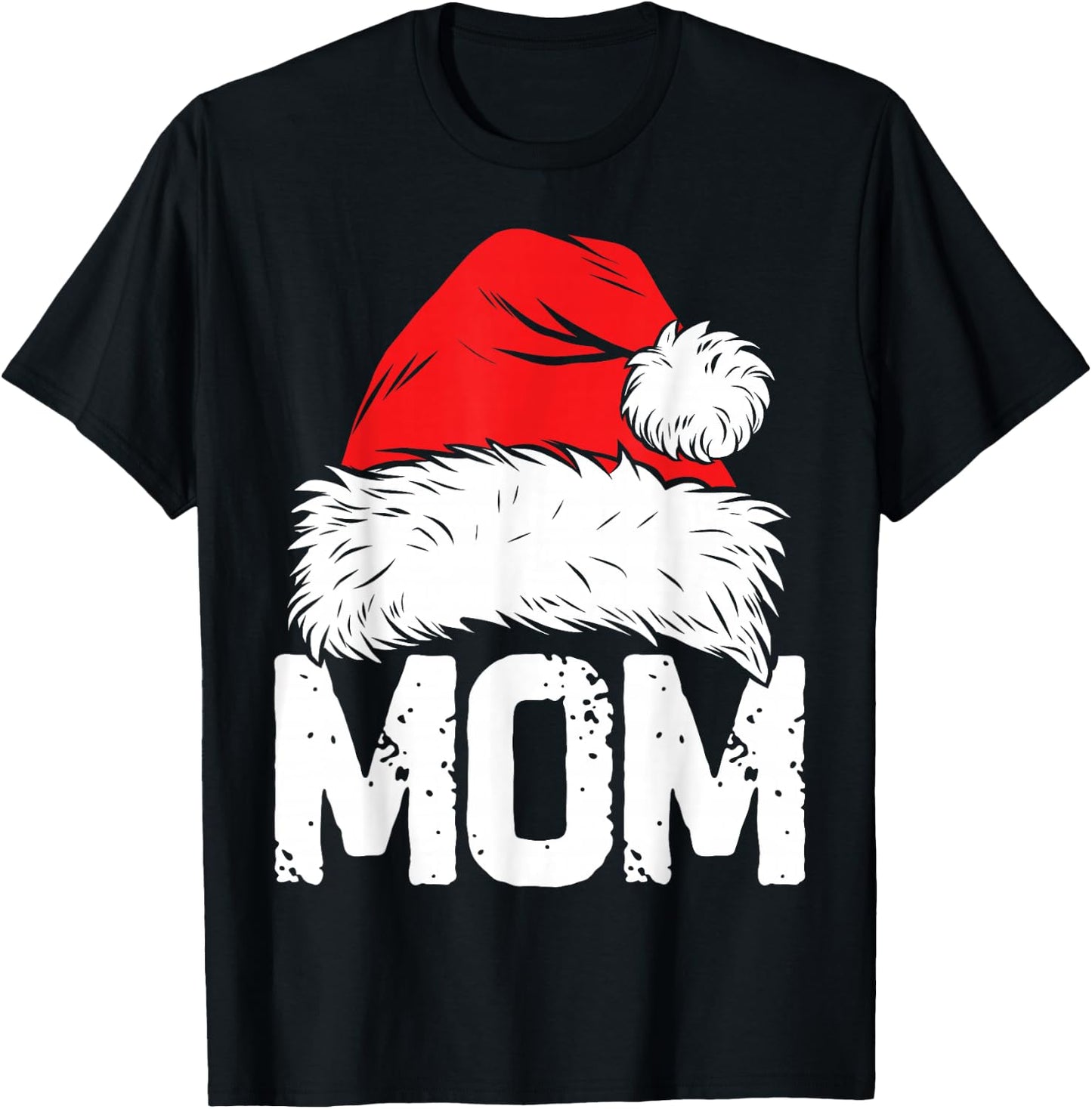 Mom Santa Christmas Family Matching Pajamas Mama Xmas Mother Short Sleeve T-Shirt - T-Shirt | Black
