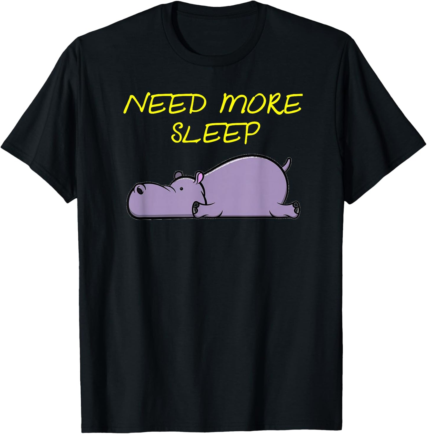 Funny Sleeping Hippo Pajama Design for Bedtime T-Shirt - T-Shirt | Black