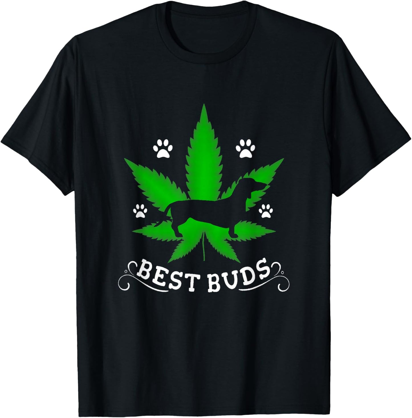 Cannabis Shirt - Best Buds Funny Dachshund Weed Dog T-Shirt - T-Shirt | Black