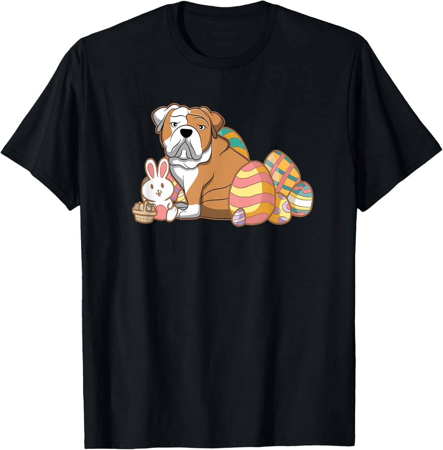 Easter English Bulldog Dog T-Shirt - T-Shirt | Black