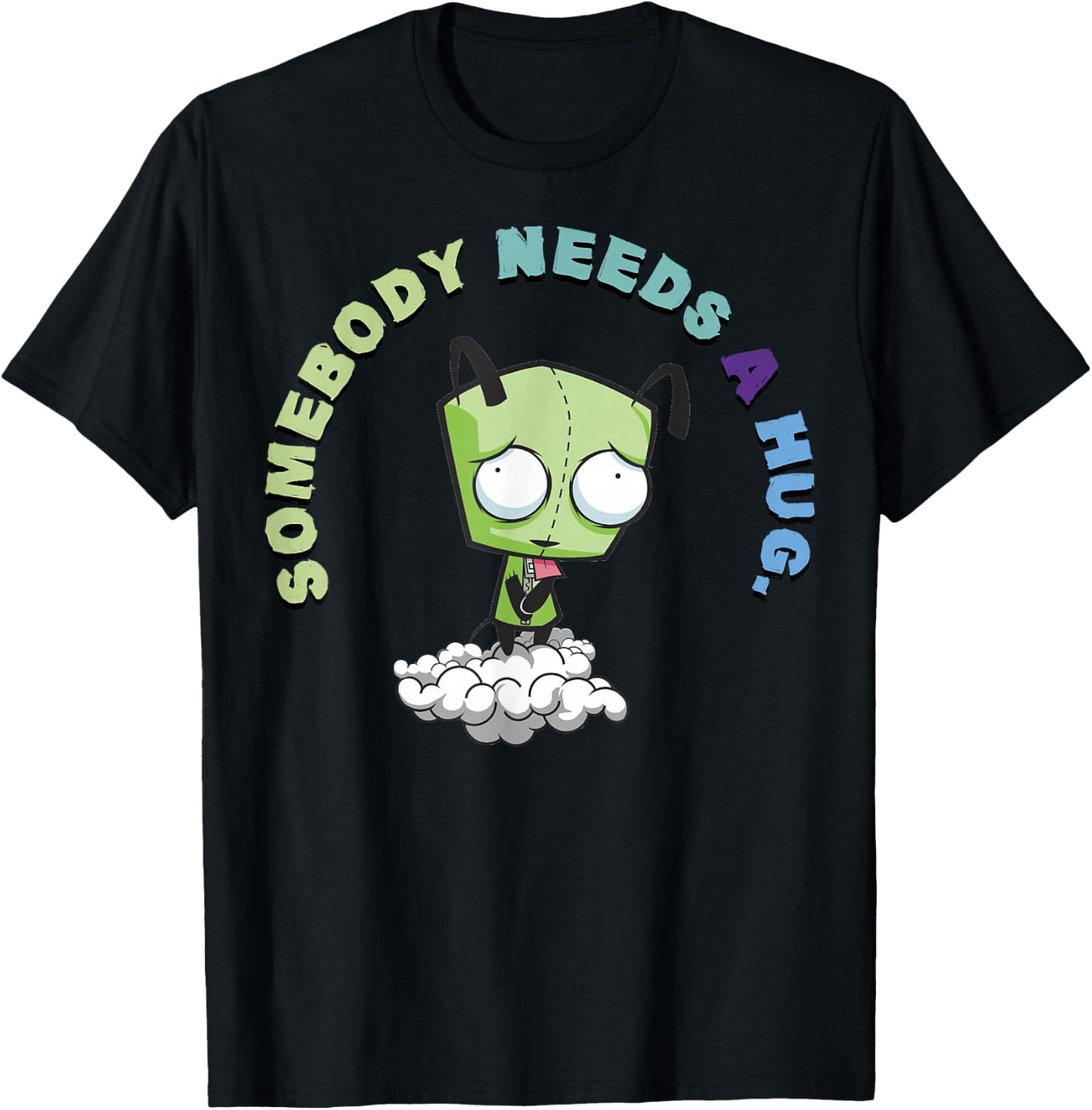 Invader Zim Gir Somebody Needs A Hug Sad Portait Small T-Shirt - T-Shirt | Black