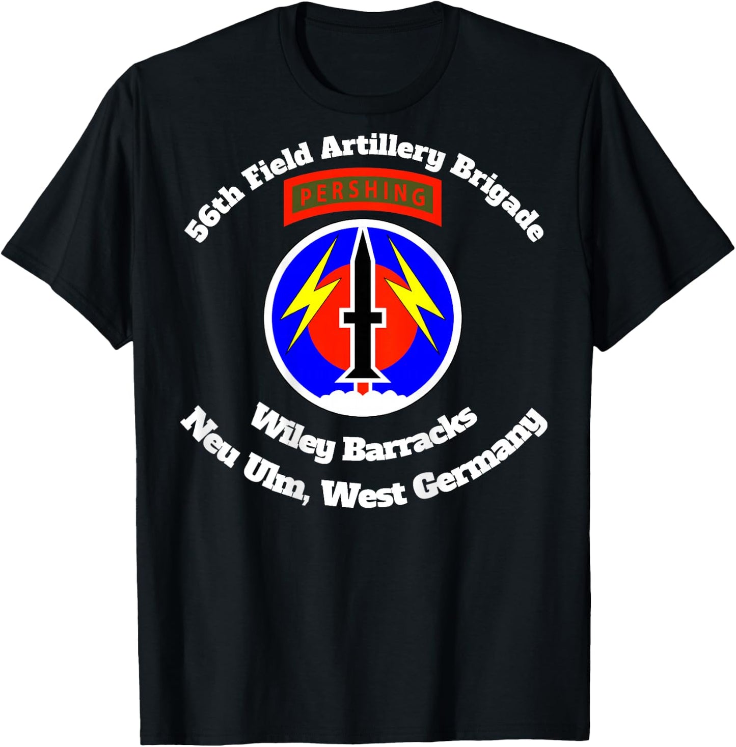 56th Artillery Bde Wiley Barracks, Neu Ulm design on back T-Shirt - T-Shirt | Black