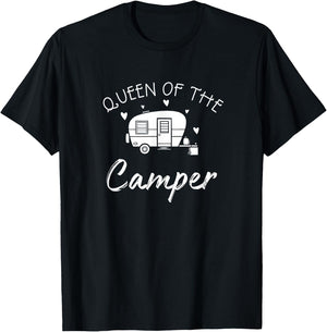 Queen of The Camper - RV Camper Road Trip Shirt T-Shirt - T-Shirt | Black