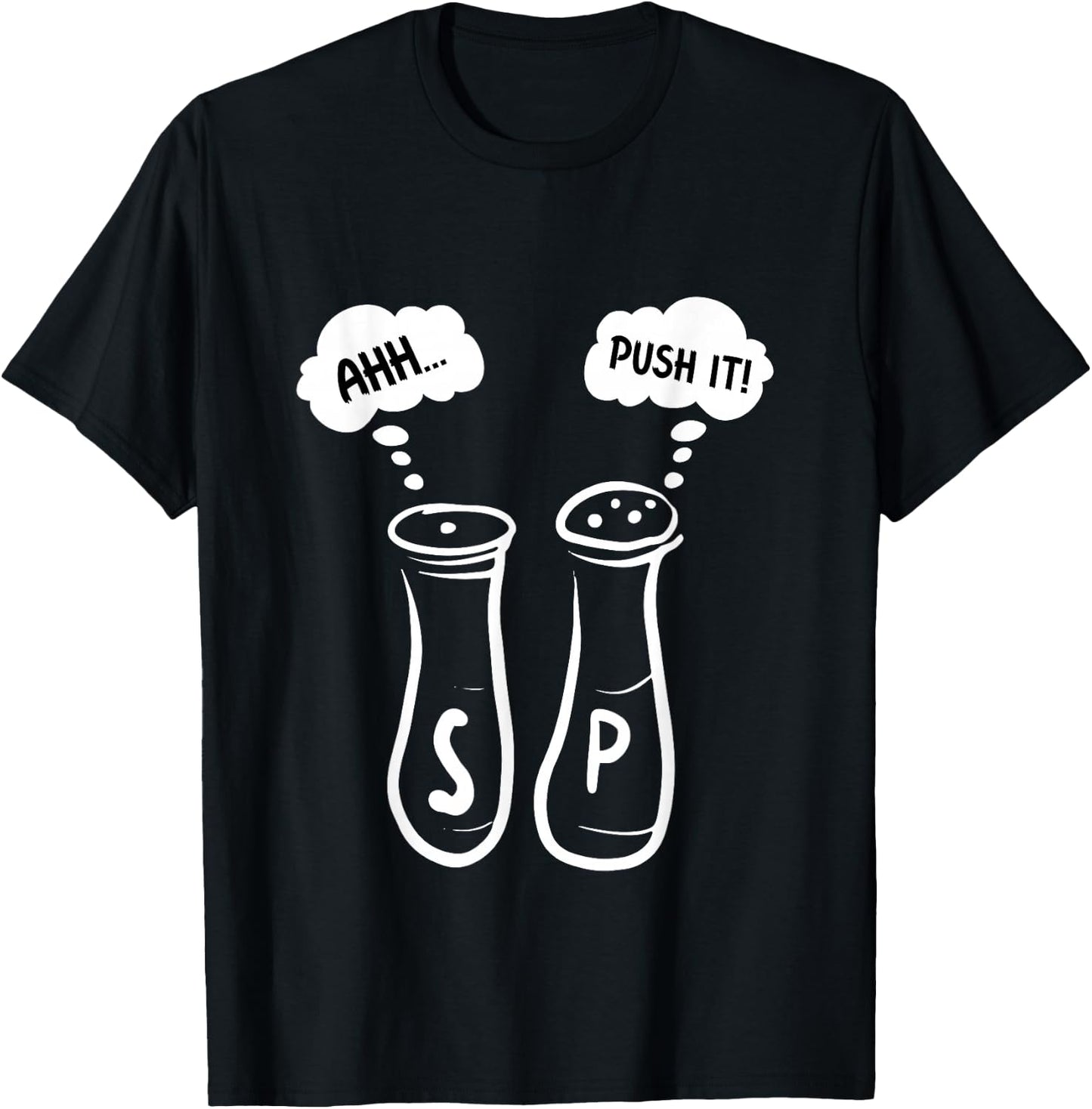 GGT Salt and Pepper Shakers Saying Ahh Push It 80s 90s T-Shirt - T-Shirt | Black