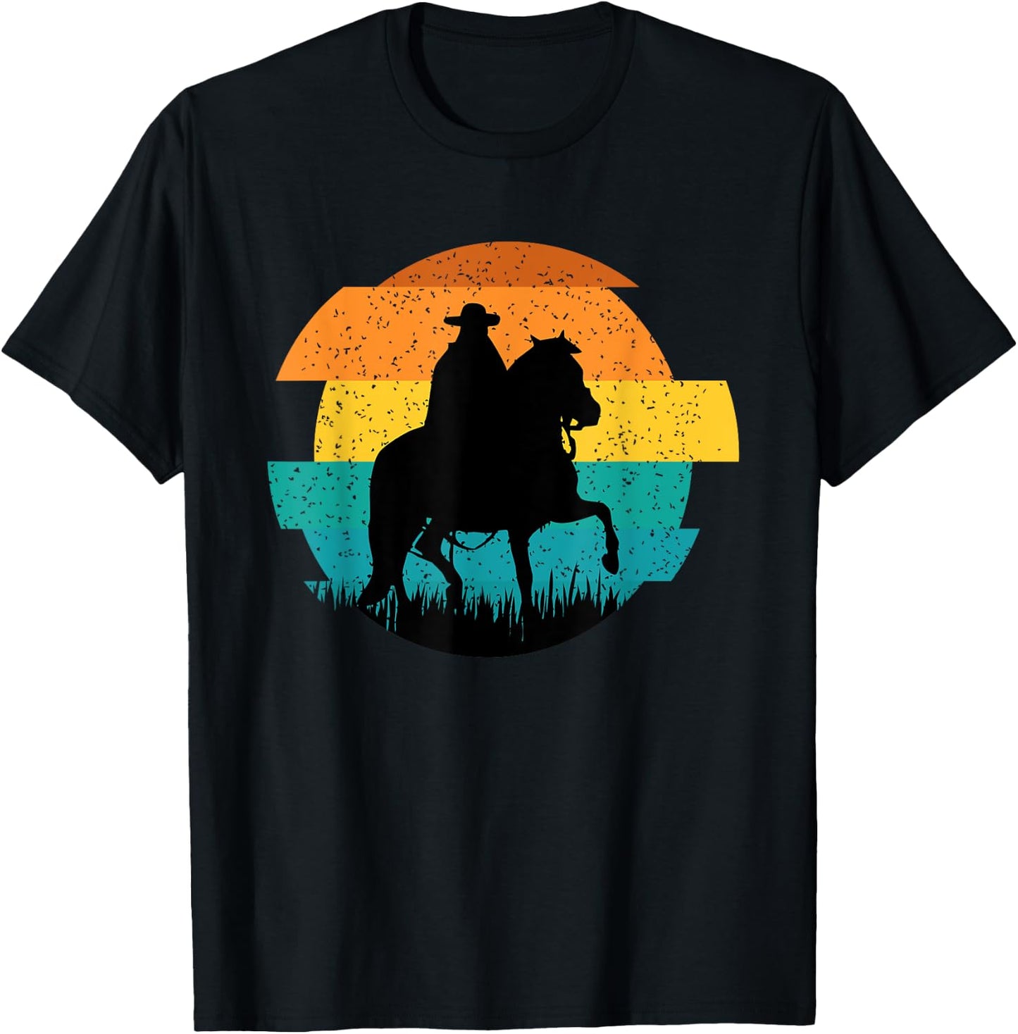 Peruvian Paso Fino Gaited Horse Retro Sun Style T-Shirt - T-Shirt | Black