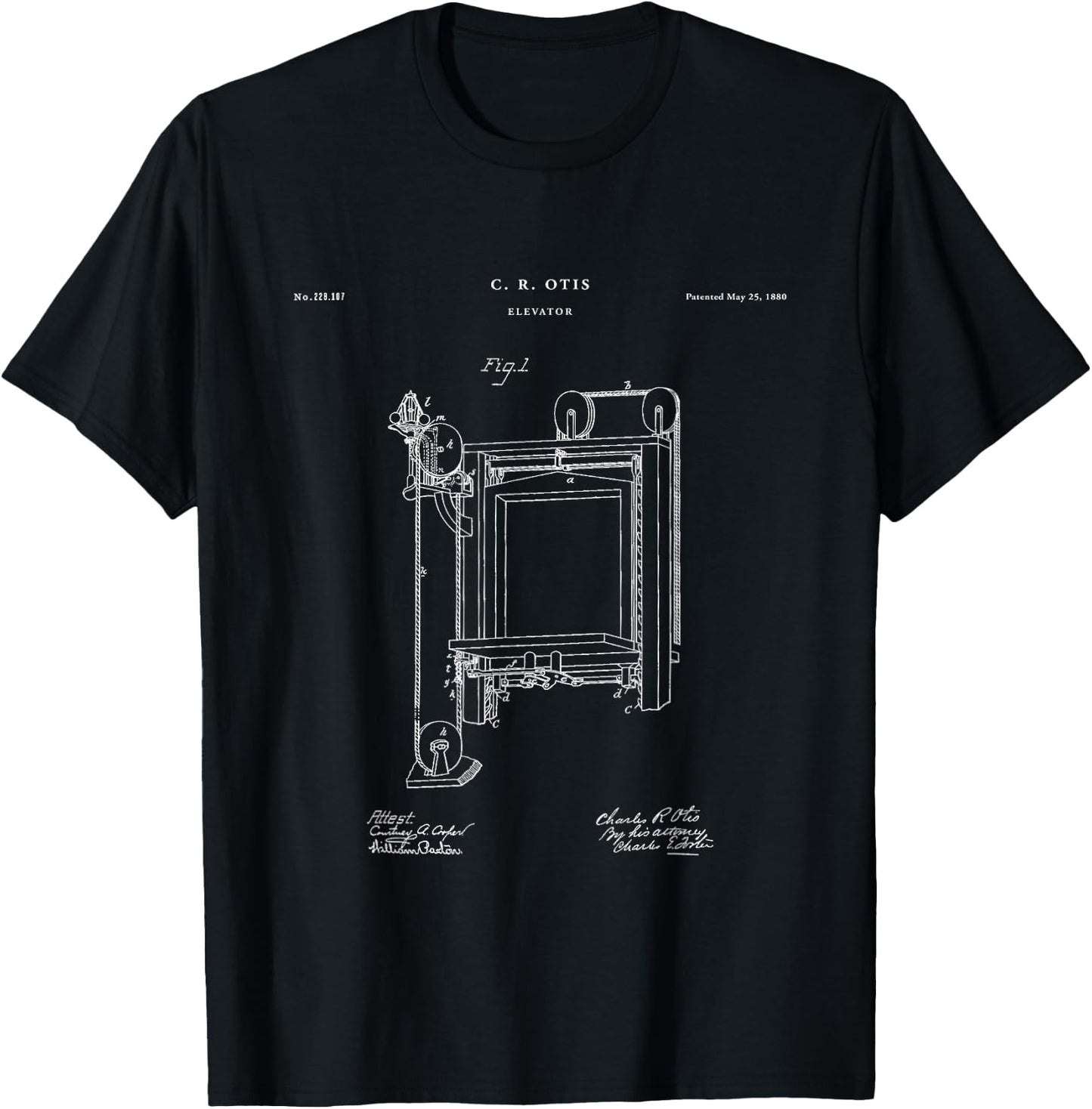 Elevator Patent - Unique T-Shirt - T-Shirt | Black
