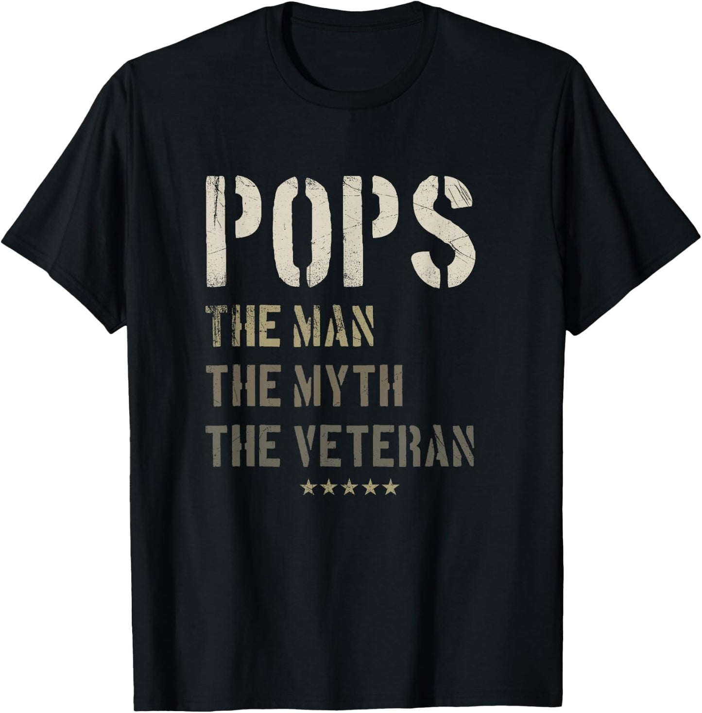 Pops Man Myth Veteran Fathers Day Gift Military Veteran T-Shirt - T-Shirt | Black