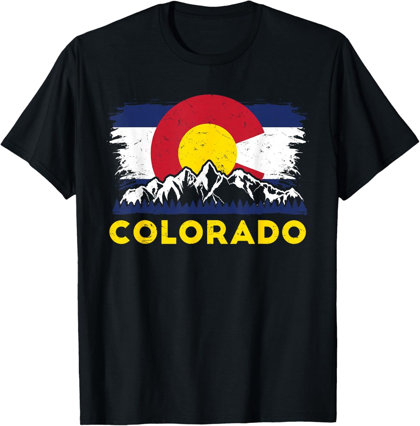 Colorado State Flag Rocky Mountain Denver Winter Aurora T-Shirt - T-Shirt | Black
