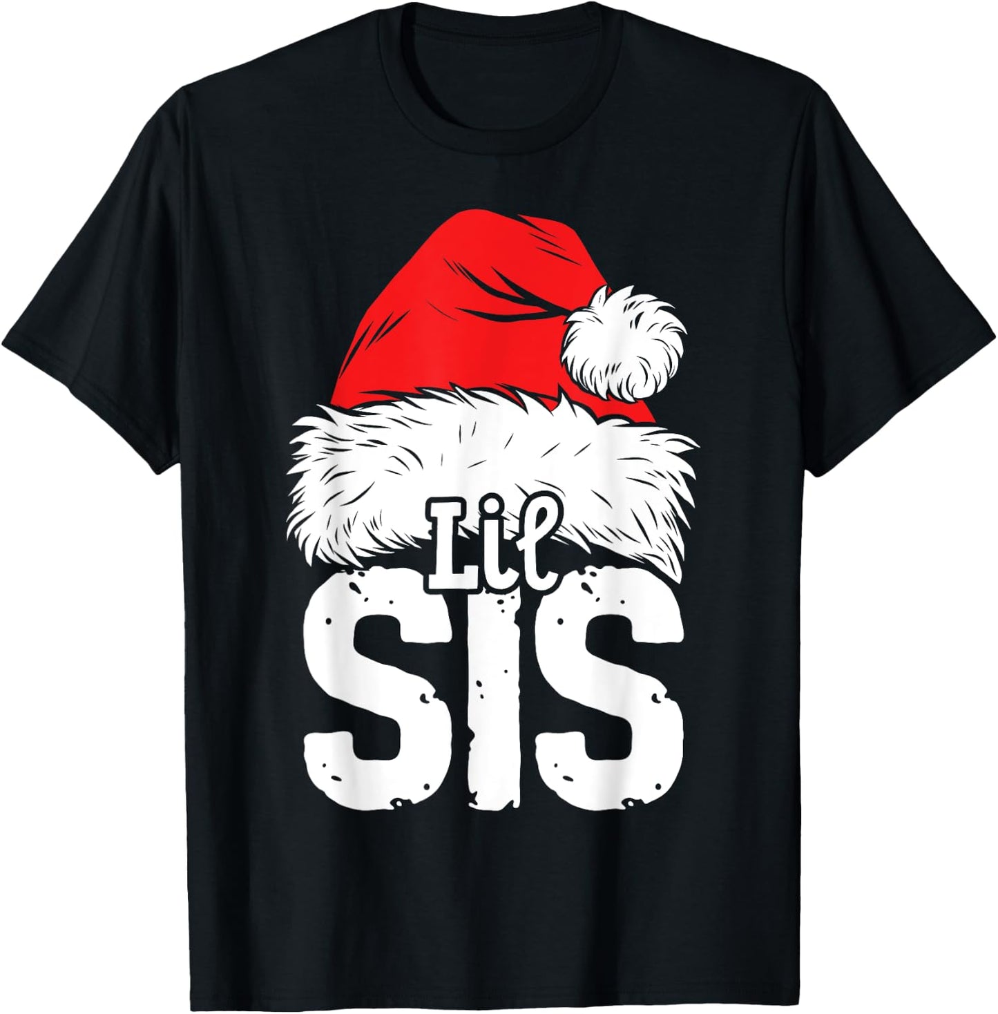 Little Sister Santa Christmas Family Matching Pyjamas Xmas T-Shirt - T-Shirt | Black