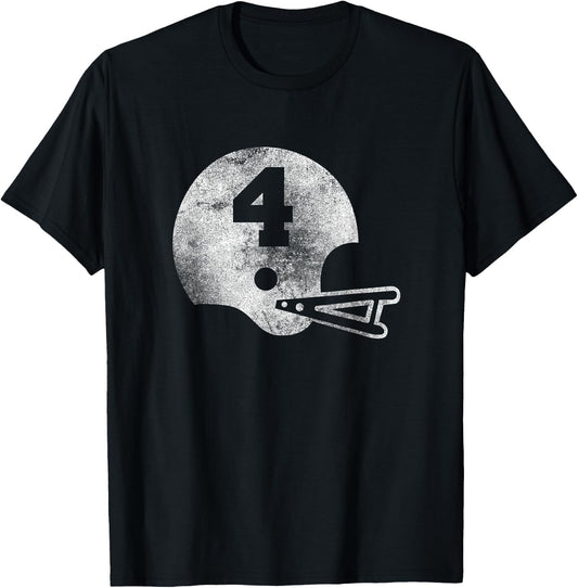 Vintage Football Jersey Number 4 Player Number T-Shirt - T-Shirt | Black