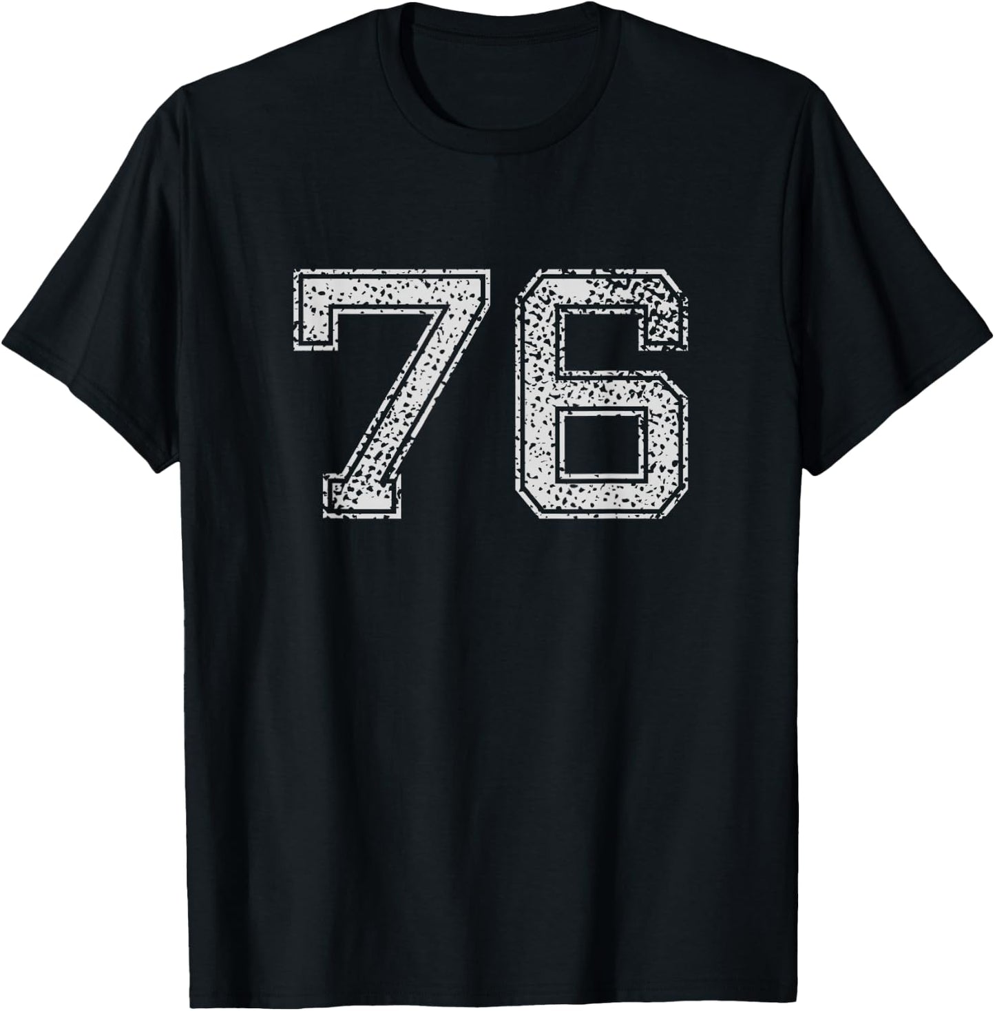 Number # 76 Numbered Vintage Retro Style Birthday T-Shirt - T-Shirt | Black