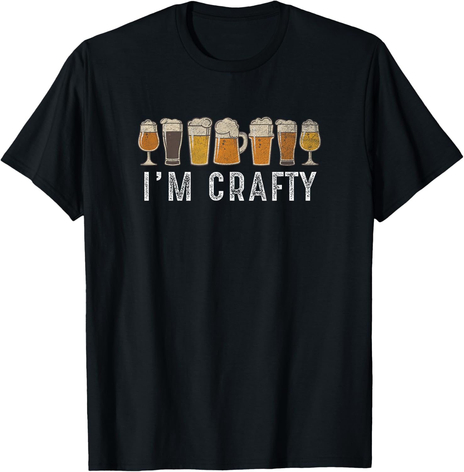 Craft Beer Art I'm Crafty Home Brew Beer Vintage T Shirt T-Shirt - T-Shirt | Black