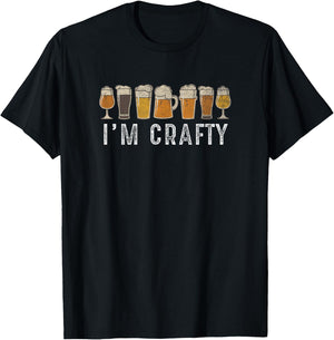 Craft Beer Art I'm Crafty Home Brew Beer Vintage T Shirt T-Shirt - T-Shirt | Black