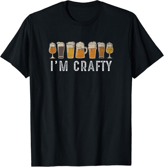 Craft Beer Art I'm Crafty Home Brew Beer Vintage T Shirt T-Shirt - T-Shirt | Black