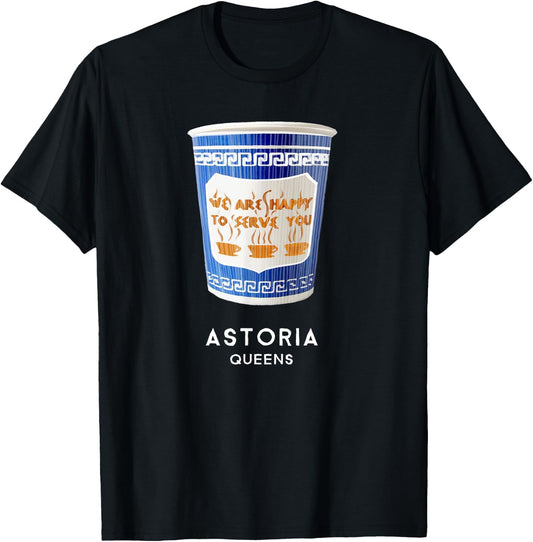 Astoria Queens NYC Greek Coffee Cup T-Shirt - T-Shirt | Black