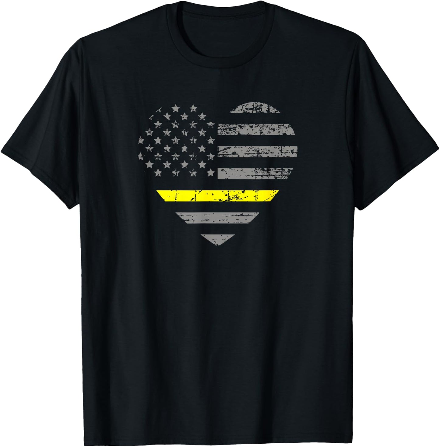 Tow Truck Driver Thin Yellow Line Flag Heart Gift T-Shirt - T-Shirt | Black