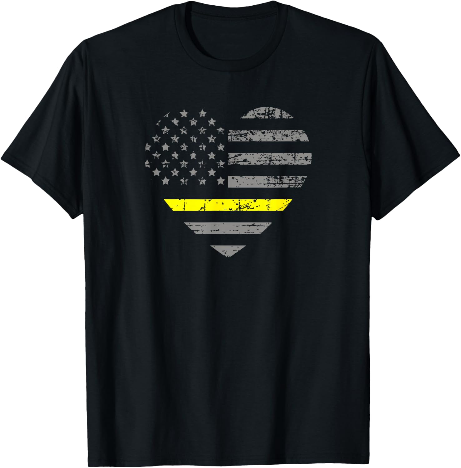 Tow Truck Driver Thin Yellow Line Flag Heart Gift T-Shirt - T-Shirt | Black