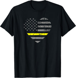 Tow Truck Driver Thin Yellow Line Flag Heart Gift T-Shirt - T-Shirt | Black