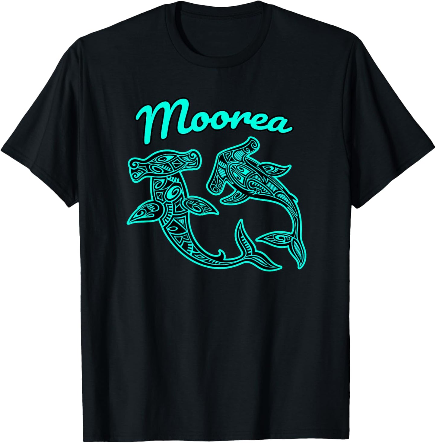 Moorea Tribal Shark graphic T-Shirt - T-Shirt | Black