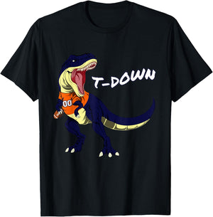 Denver Dinosaur T Rex Football Touchdown Kids Boys Girls T-Shirt - T-Shirt | Black