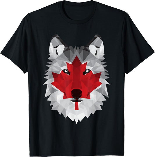Canada Day July 1st Canadian Maple Leaf Wolf T-Shirt - T-Shirt | Black