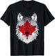 Canada Day July 1st Canadian Maple Leaf Wolf T-Shirt - T-Shirt | Black