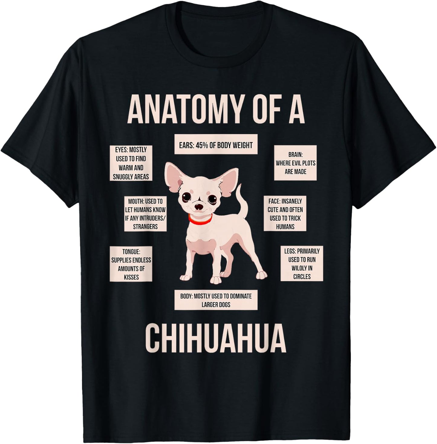 Anatomy Of A Chihuahua Funny Puppy Gift T-Shirt - T-Shirt | Black