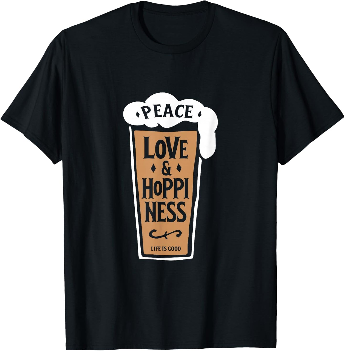IPA Lovers : Craft Beer Peace Love and Hoppiness Pint T-Shirt - T-Shirt | Black