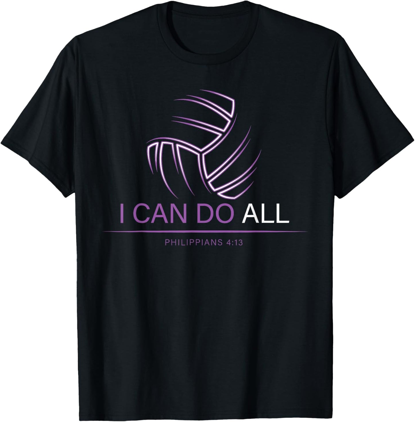 Christian Volleyball Gifts Teen Girls Women Men I Can Do All T-Shirt - T-Shirt | Black