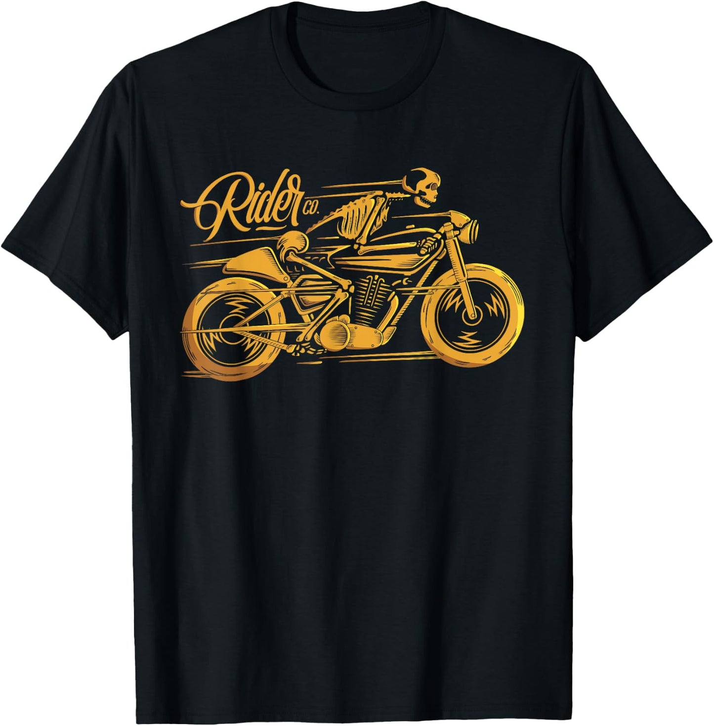 Cafe Racer - Ghost Classic Rider - Vintage Motorcycle T-Shirt - T-Shirt | Black
