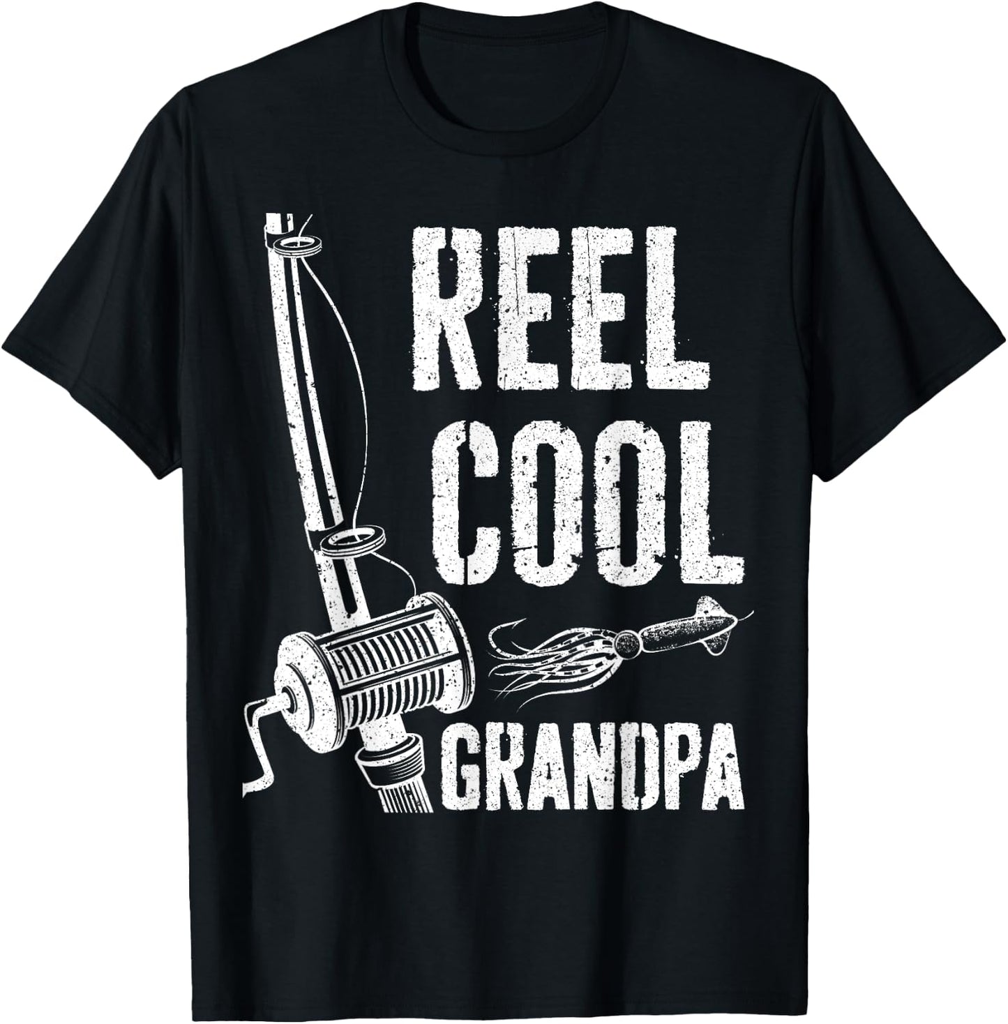 Reel Cool Grandpa Shirt Men Papa Fisherman Fathers Day T-Shirt - T-Shirt | Black