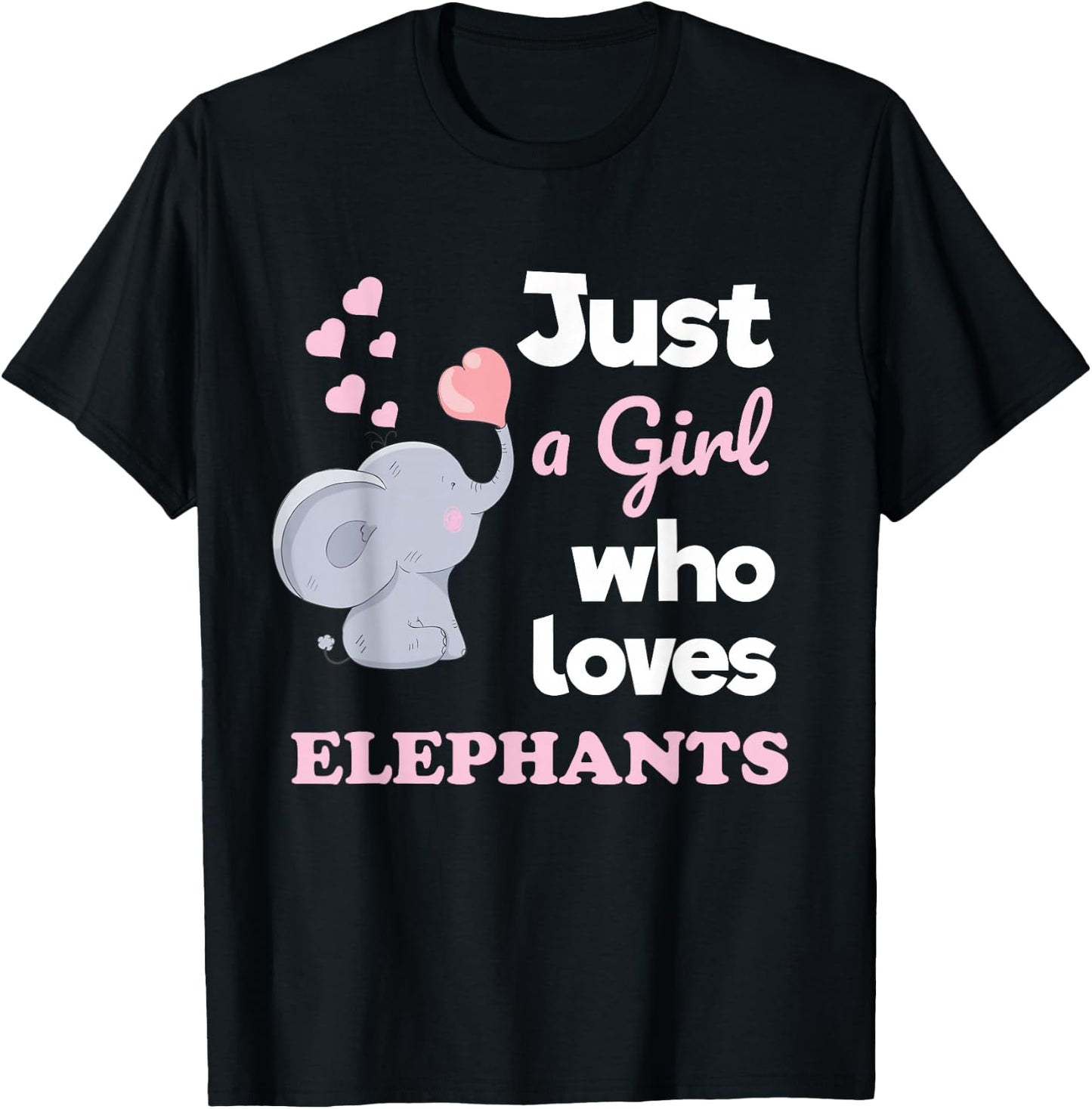 Just a Girl Who Loves Elephants Girls Elephant Lover T-Shirt - T-Shirt | Black