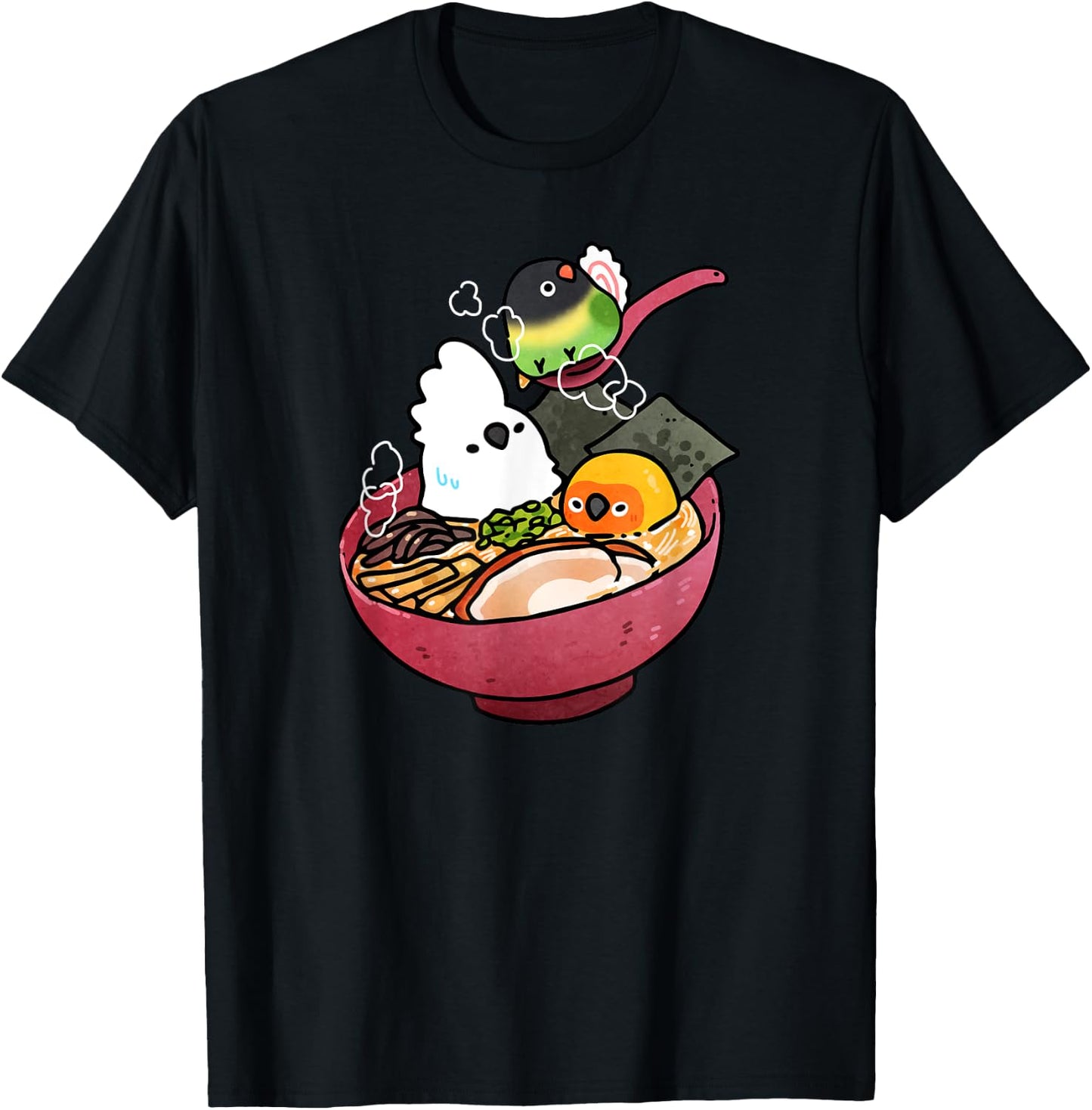 Bird Ramen Cute T-Shirt - T-Shirt | Black