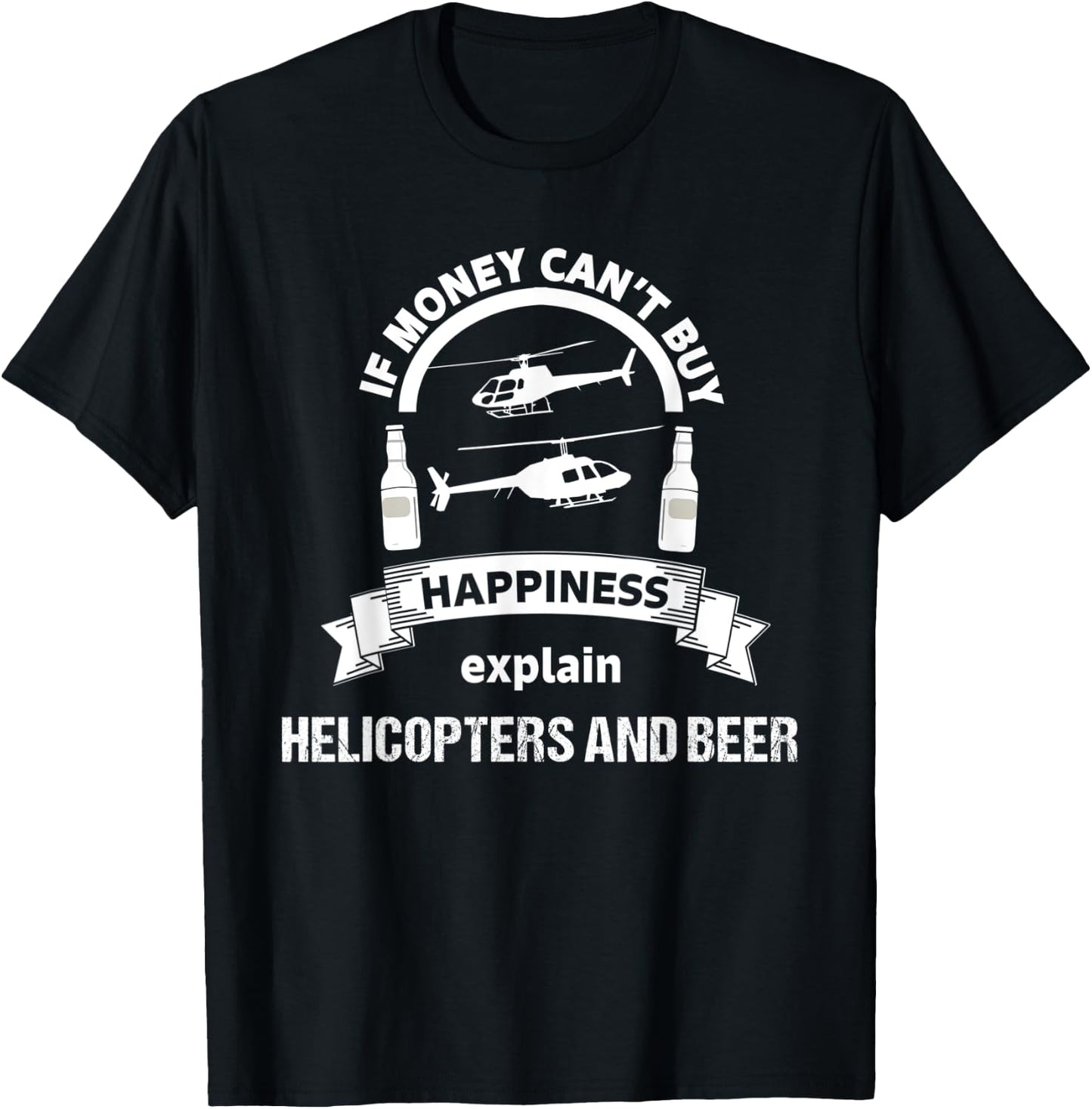 Funny Helicopter Pilot Beer Aviation Flyer Lover Flying Gift T-Shirt - T-Shirt | Black