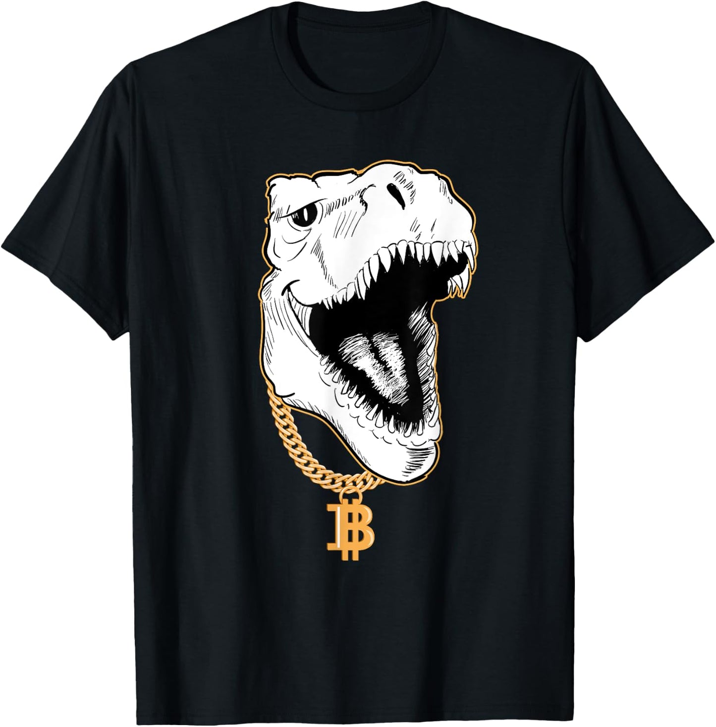 Funny Gangster T-Rex Bitcoin Cryptocurrency Shirt T-Shirt - T-Shirt | Black