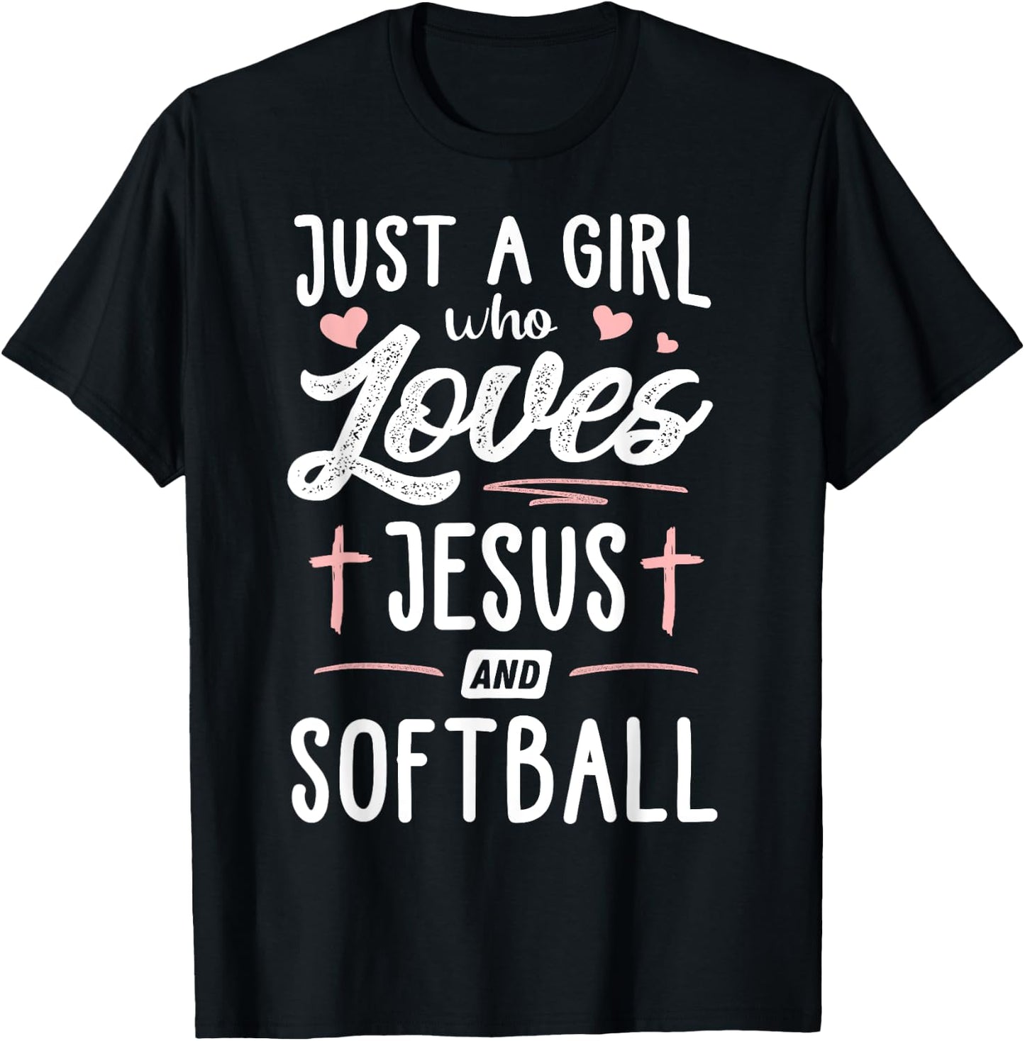 Just A Girl Who Loves Jesus And Softball Gift Women T-Shirt - T-Shirt | Black