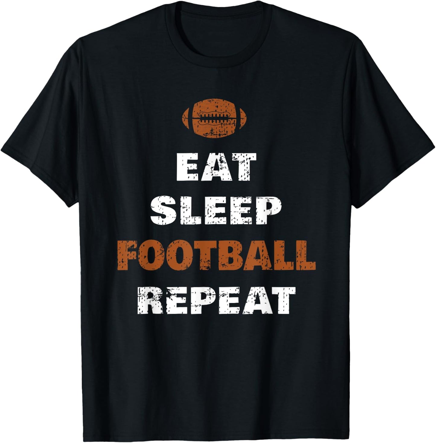 Eat Sleep Football Repeat Love Football Vintage Gift T-Shirt - T-Shirt | Black