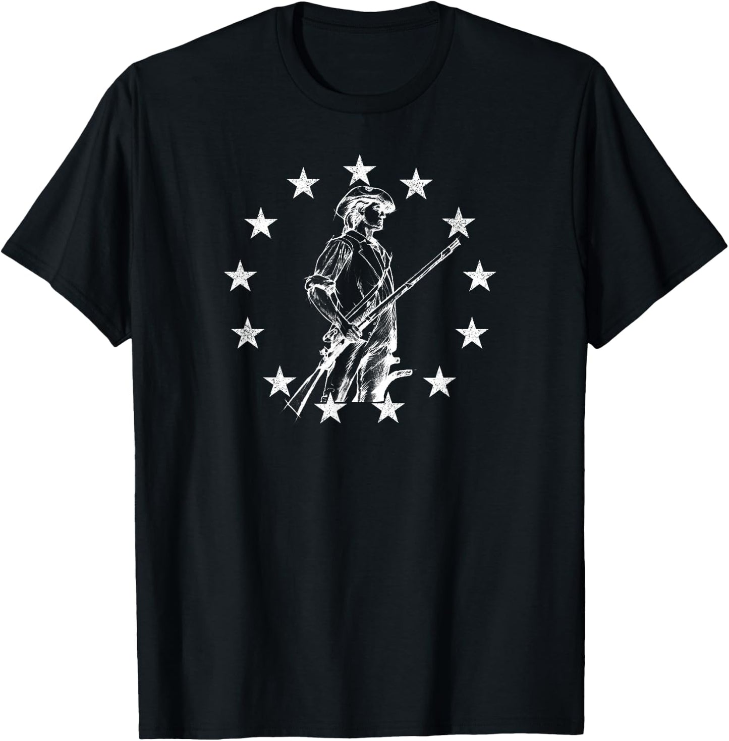 Concord Minuteman Drawing, White T-Shirt - T-Shirt | Black