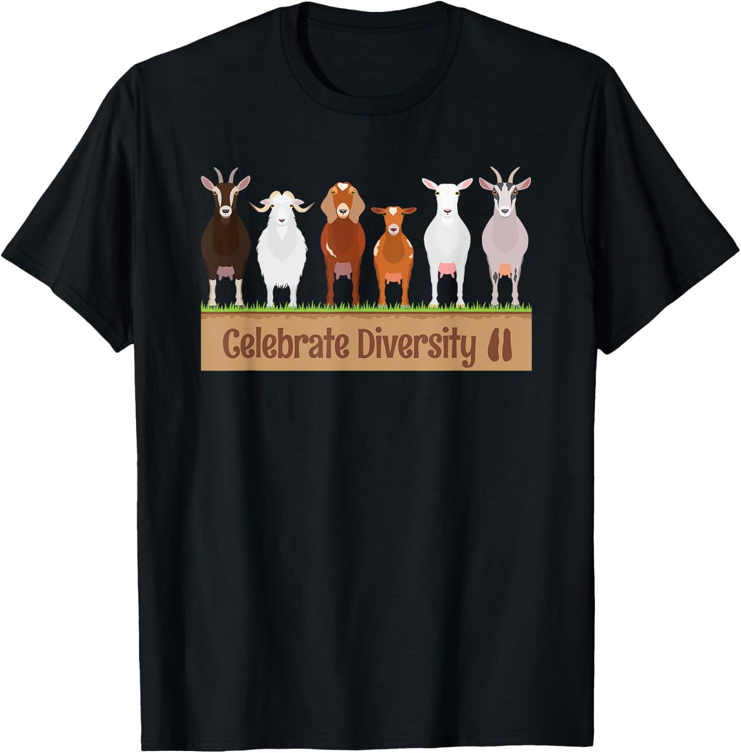 Celebrate Diversity Pet Funny Goats Shirts for Goat Lovers T-Shirt - T-Shirt | Black