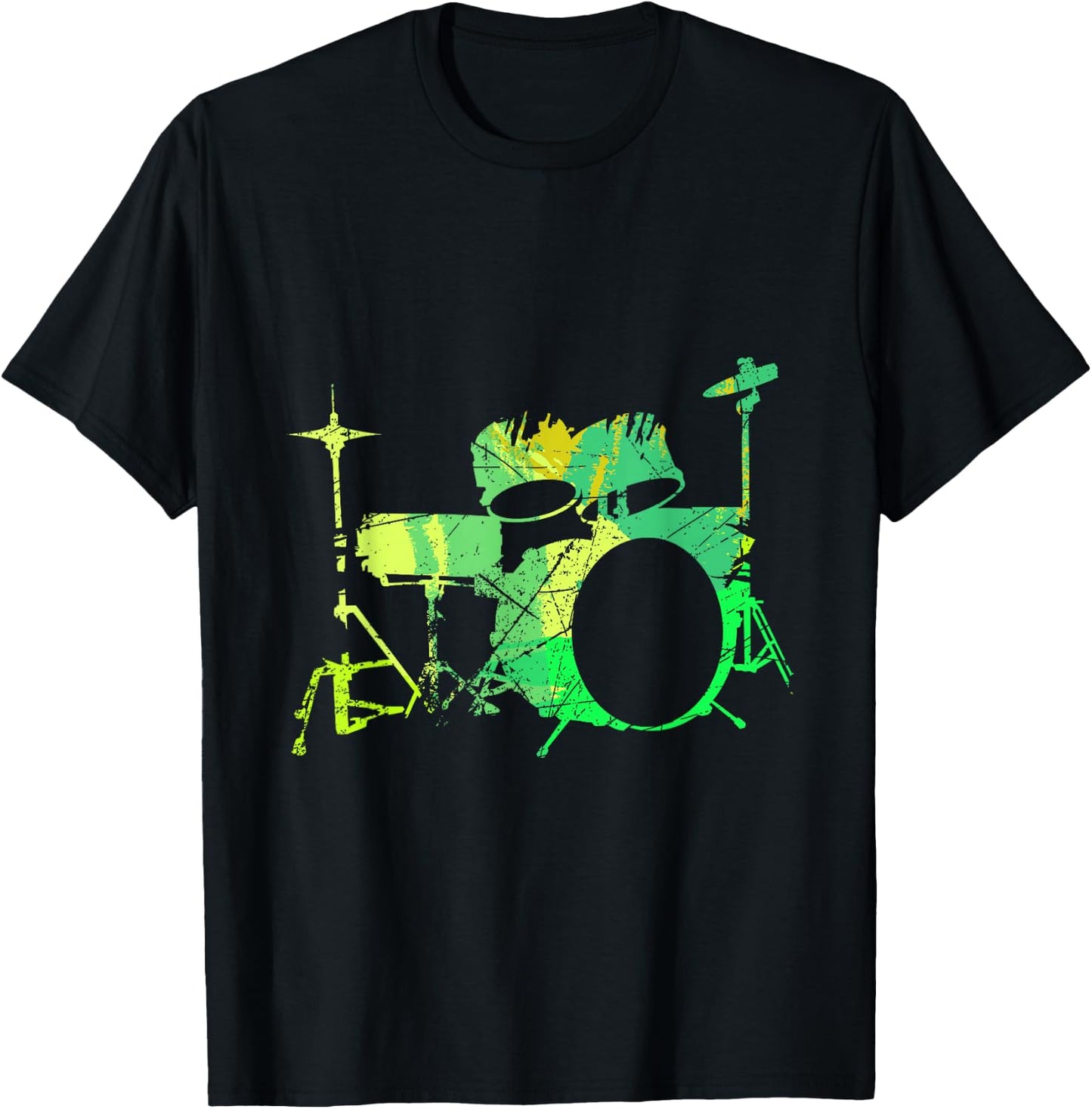 Cool Drum Kit Percussion Vintage Retro Drummer T-Shirt - T-Shirt | Black
