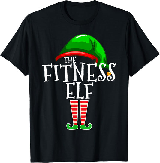 Fitness Elf Group Matching Family Christmas Gift Set Workout T-Shirt - T-Shirt | Black