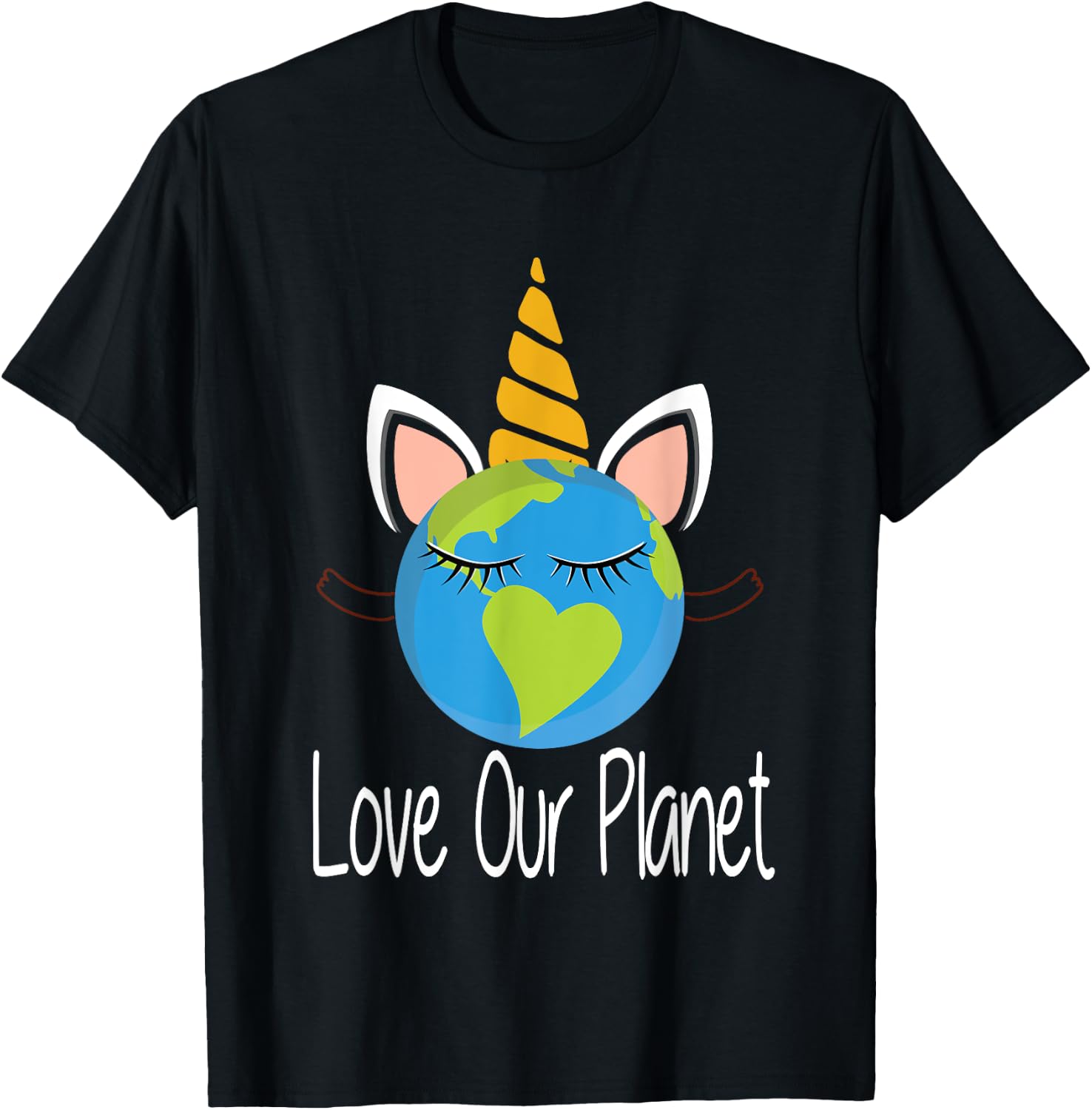 Toddler Girl Earth Day T Shirt Kids Unicorn Face Teen T-Shirt - T-Shirt | Black