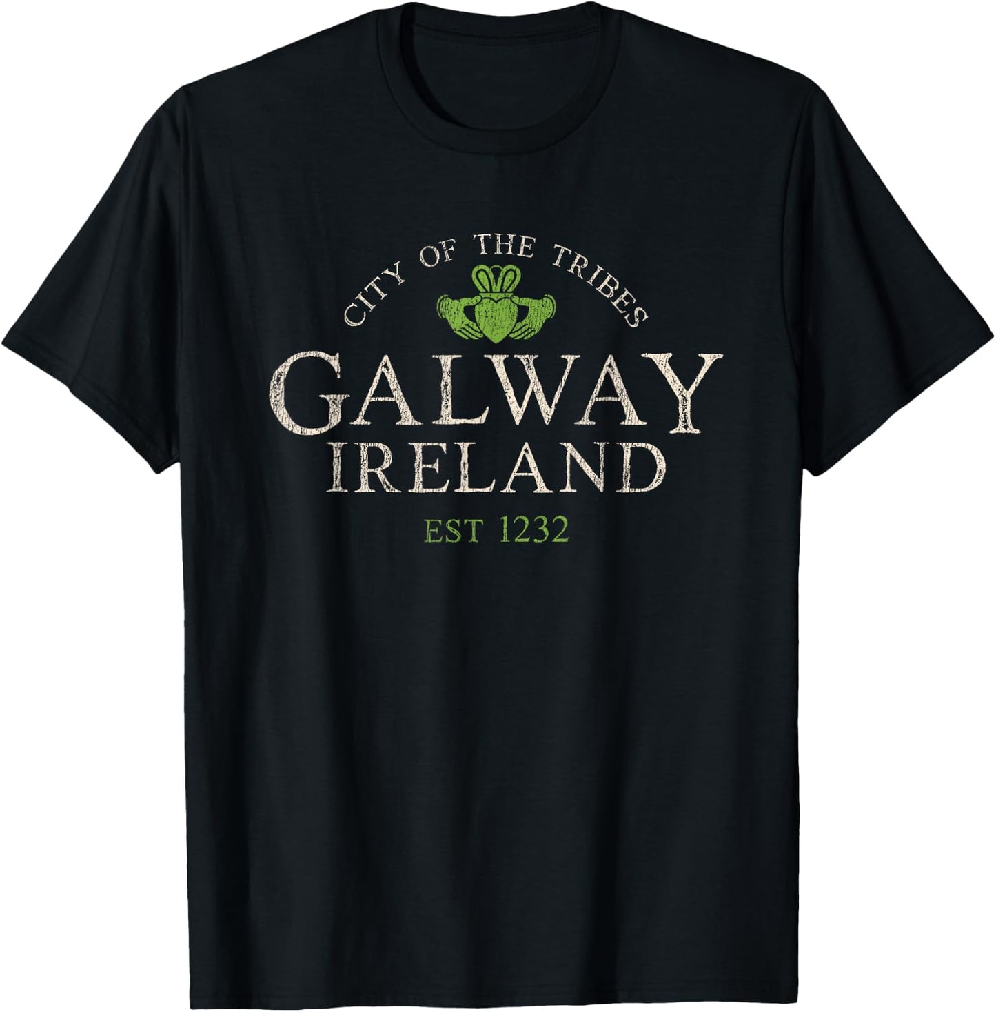 Vintage Irish Souvenir Gifts: Claddagh Galway Ireland T-Shirt - T-Shirt | Black