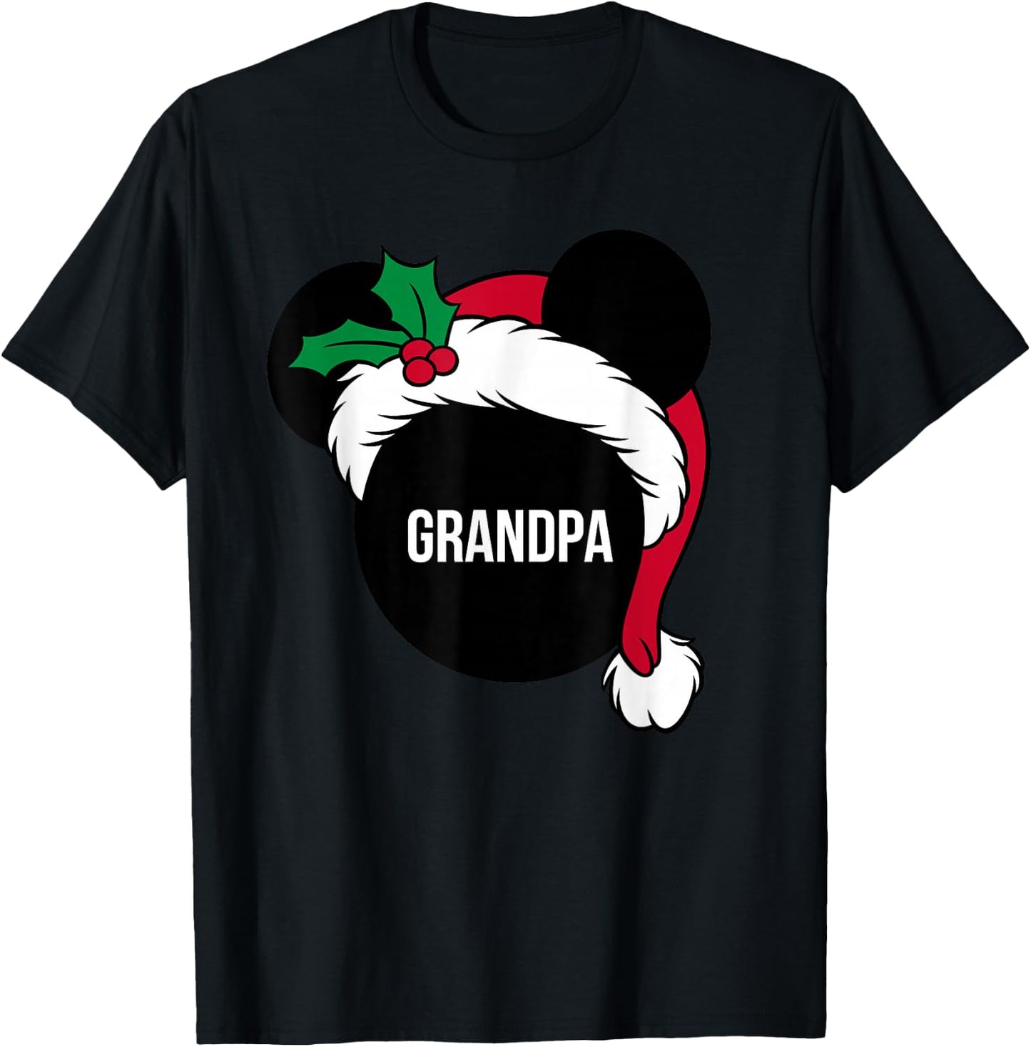Disney Santa Hat Mickey Christmas Family Matching Grandpa T-Shirt - T-Shirt | Black