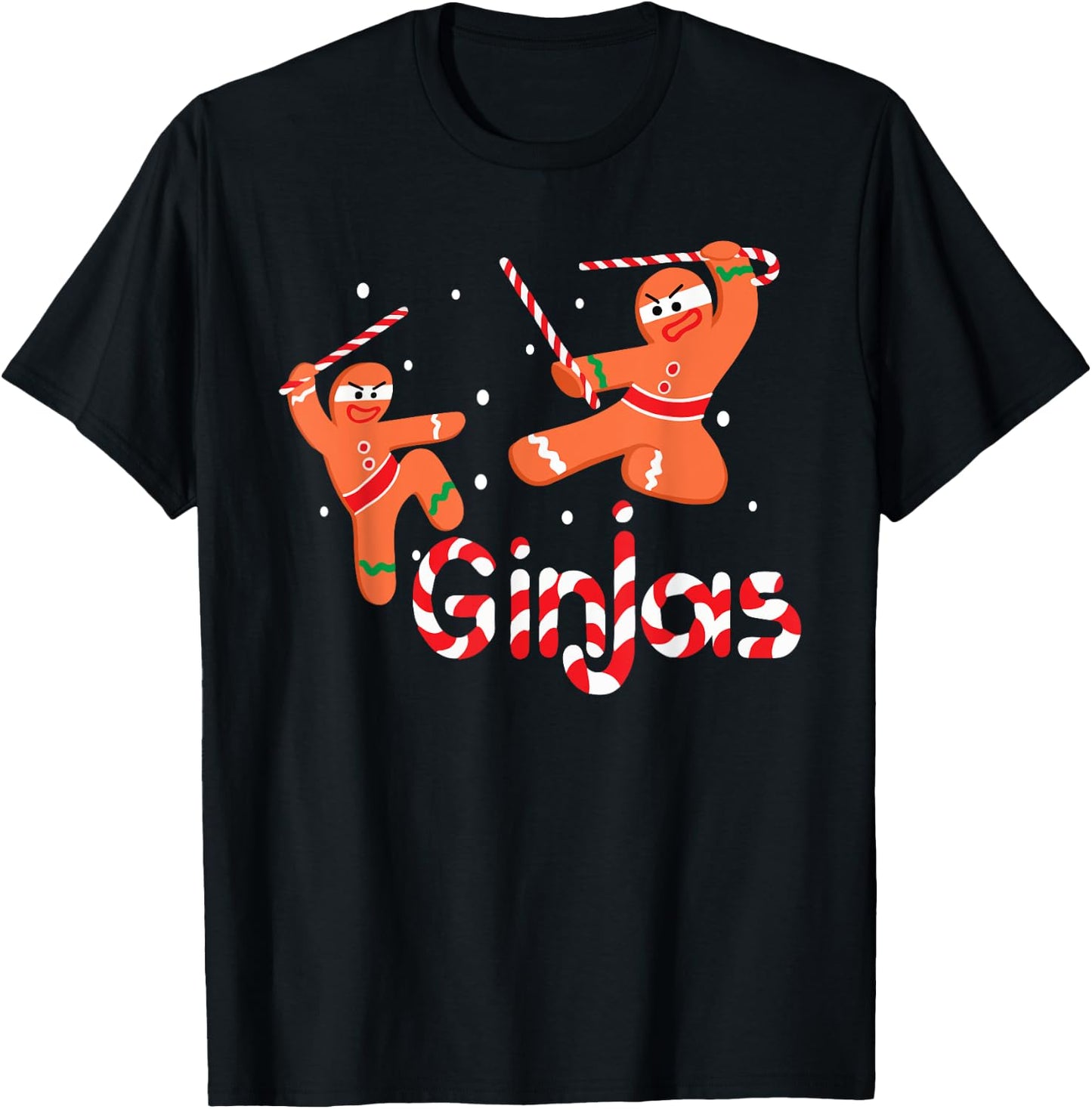 Ginjas Shirt Gingerbread Men Ninjas Christmas Gift T-Shirt - T-Shirt | Black