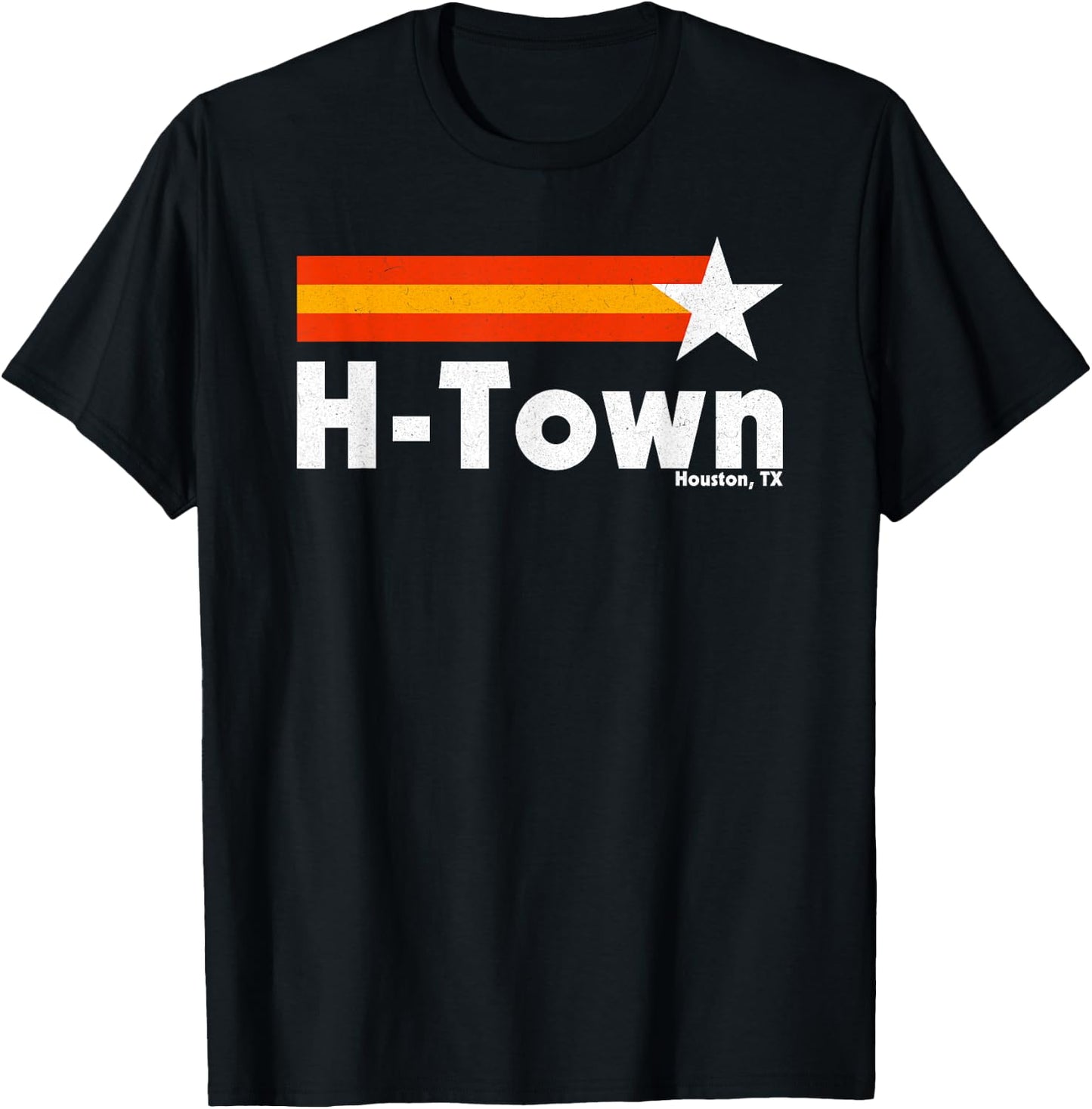 Vintage Distressed H-Town Houston Texas Strong Retro Houston T-Shirt - T-Shirt | Black