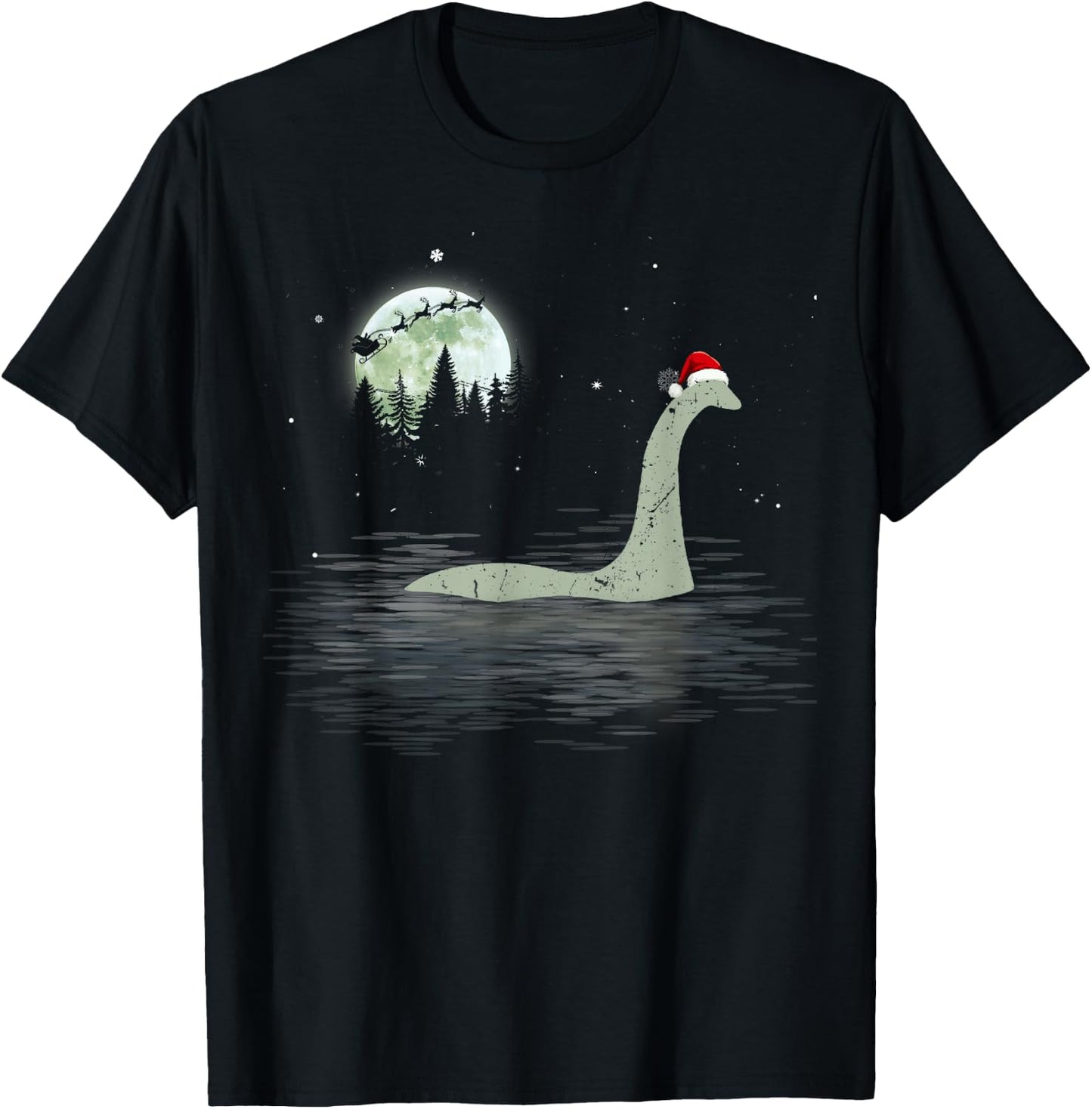 Loch Ness Monster Christmas Santa Nessie Xmas Pajamas T-Shirt - T-Shirt | Black