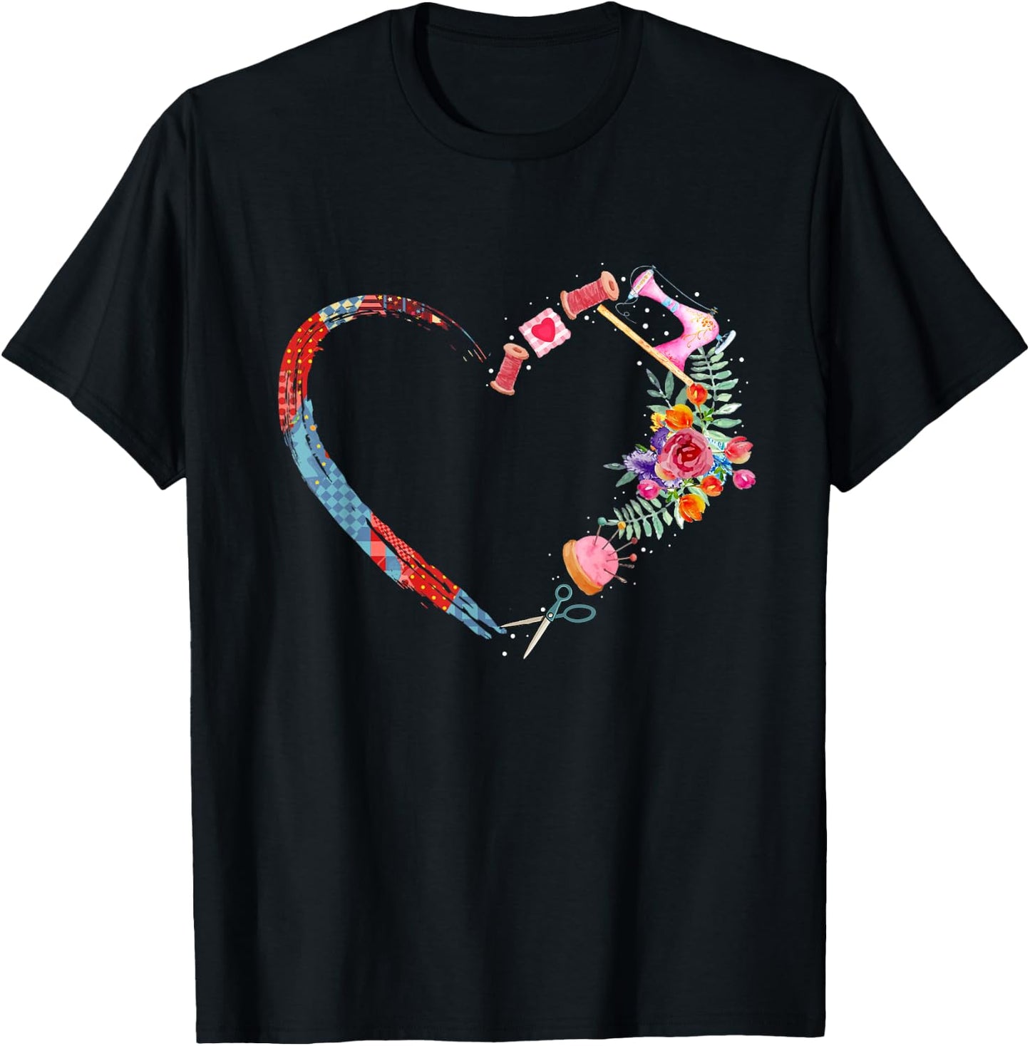 Quilting , sewing my heart loves T-Shirt - T-Shirt | Black